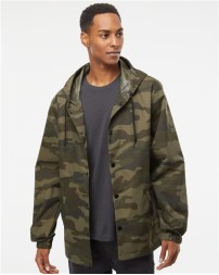 Independent Trading Co Water-Resistant Hooded Windbreaker