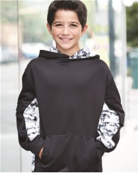 Badger Youth Digital Camo Colorblock Performance Fleece Hooded Sweatshirt