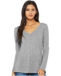 BELLA  CANVAS Women's Flowy Long Sleeve V-Neck Tee