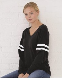 Boxercraft Womens Slub Jersey Varsitee V-Neck Long Sleeve T-Shirt