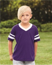 Augusta Sportswear Youth V-Neck Jersey with Striped Sleeves