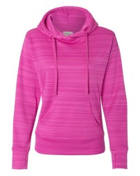 J America Women's Odyssey Striped Performance Fleece Lapover Hooded Sweatshirt