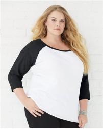 LAT Curvy Collection Women's Baseball Three-Quarter Sleeve Tee