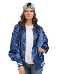 Augusta Sportswear Satin Baseball Jacket Striped Trim
