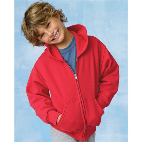 Hanes EcoSmart Youth Full-Zip Hooded Sweatshirt