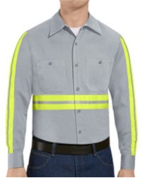 Red Kap Enhanced Visibility Long Sleeve Cotton Work Shirt - Tall Sizes