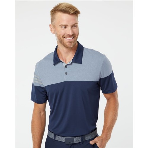 Adidas Heathered 3-Stripes Colorblocked Polo