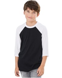BELLA  CANVAS Youth Three-Quarter Sleeve Baseball Tee