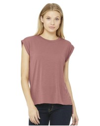 BELLA  CANVAS Womens Flowy Rolled Cuffs Muscle Tee