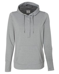 J America Womens Omega Stretch Snap-Placket Hooded Pullover
