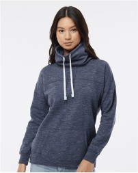 J America Womens Mélange Fleece Cowl Neck Sweatshirt