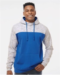 J America Mélange Fleece Colorblocked Hooded Sweatshirt