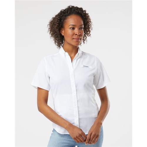 Columbia 127571 Womens PFG Tamiami II Short Sleeve Shirt - 2.4 oz. 100% Polyester Ripstop Omni-Wick Omni-Shade UPF 40 | XS-1X