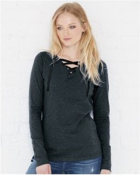 LAT Women's Fine Jersey Lace-Up Long Sleeve T-Shirt