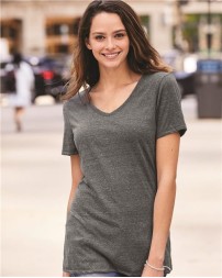 JERZEES Women's Snow Heather Jersey V-Neck T-Shirt