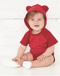 Rabbit Skins Fine Jersey Infant Short Sleeve Raglan Bodysuit with Hood  Ears