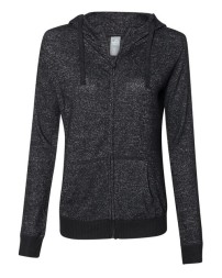 J America Womens Cozy Jersey Hooded Full-Zip