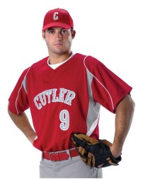 Alleson Athletic Youth Two Button Henley Baseball Jersey