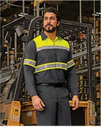 Red Kap Hi-Visibility Colorblock Ripstop Long Sleeve Work Shirt