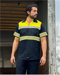 Red Kap Hi-Visibility Colorblock Ripstop Short Sleeve Work Shirt - Tall Sizes