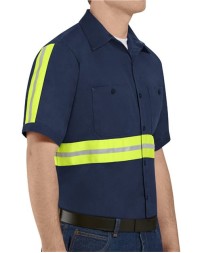 Red Kap Enhanced Visibility Short Sleeve Cotton Work Shirt - Tall Sizes