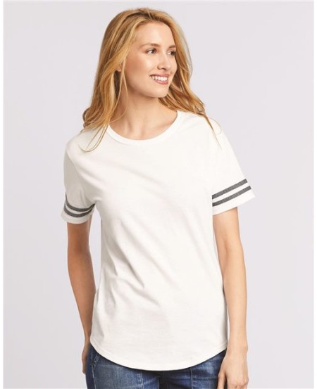 Gildan 500VTL Women's Victory T-Shirt – 5.3 oz. 100% US Cotton | V-Neck | Cap Sleeves | Missy Contoured Silhouette | Side Seams | 1/2″ Mitered V-Neck Collar | Closeout