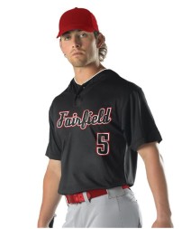 Alleson Athletic Youth Two Button Mesh Baseball Jersey with Piping