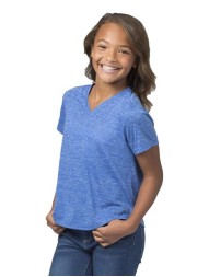 Boxercraft Girls' Snow Heather V-Neck T-Shirt
