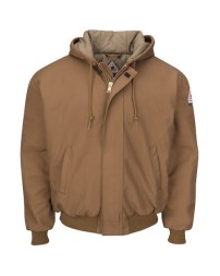 Bulwark Insulated Brown Duck Hooded Jacket with Knit Trim - Tall Sizes