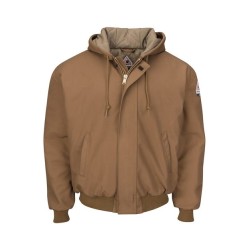 Bulwark Insulated Brown Duck Hooded Jacket with Knit Trim - Tall Sizes
