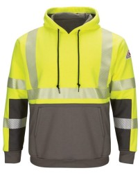Bulwark Hi-Visibility Color Blocked Pullover Hooded Fleece Sweatshirt - Tall Sizes