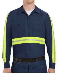 Red Kap Industrial Enhanced-Visibility Long Sleeve Work Shirt - Tall Sizes