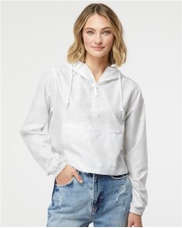 Independent Trading Co Women's Lightweight Quarter-Zip Pullover Crop Windbreaker