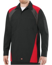 Red Kap Long Sleeve Tri-Color Shop Shirt