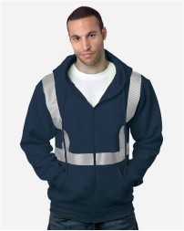 Bayside 3737 USA-Made Hi-Visibility Full-Zip Hooded Sweatshirt – Segmented Tape | 80/20 Cotton/Poly