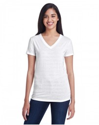 Threadfast Apparel Ladies' Invisible Stripe V-Neck T-Shirt