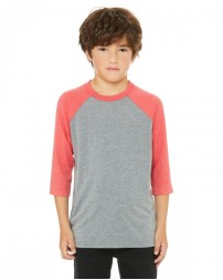 Bella + Canvas Youth 3/4-Sleeve Baseball T-Shirt