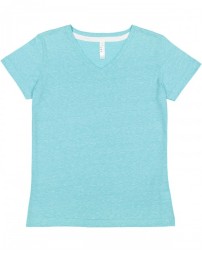 LAT Ladies' V-Neck Harborside Melange Jersey T-Shirt