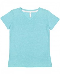 LAT Ladies' V-Neck Harborside Melange Jersey T-Shirt