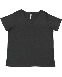 LAT Ladies' Curvy V-Neck Fine Jersey T-Shirt