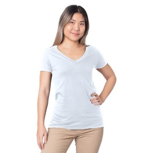 Bayside Ladies' Fine Jersey V-Neck T-Shirt