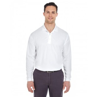 UltraClub Adult Cool & Dry Long-Sleeve Mesh Pique Polo
