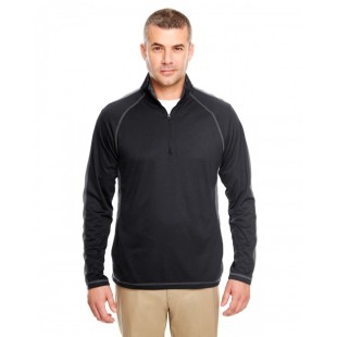 UltraClub Adult Cool & Dry Sport Quarter-Zip Pullover with Side and Sleeve Panels