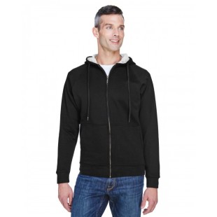UltraClub Adult Rugged Wear Thermal-Lined Full-Zip Fleece Hooded Sweatshirt