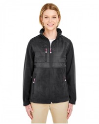 UltraClub Ladies' Fleece Jacket with Quilted Yoke Overlay