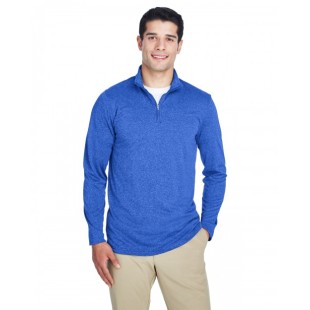 UltraClub Men's Cool & Dry Heathered Performance Quarter-Zip