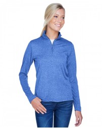 UltraClub Ladies' Cool & Dry Heathered Performance Quarter-Zip