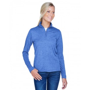 UltraClub Ladies' Cool & Dry Heathered Performance Quarter-Zip