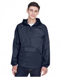 UltraClub Adult Quarter-Zip Hooded Pullover Pack-Away Jacket