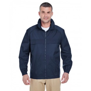 UltraClub Adult Full-Zip Hooded Pack-Away Jacket